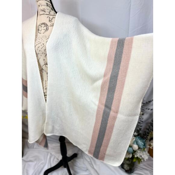 Steve Madden Kimono Shawl Wrap with Pastel Pink/Purple Stripes XL - Picture 6 of 8